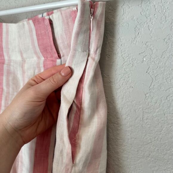 NWT Parker Sage Pink Striped 100% Linen High Waisted Shorts - Size 2 - Picture 6 of 9